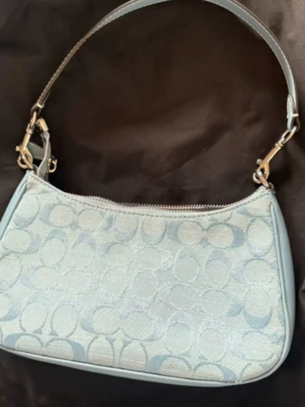 Authentic Coach Signature Collection Light Blue Mini Bag Gently Used
